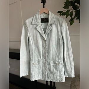 Fendi Jeans FF Monogram Jacquard Blazer Light Blue Small Vintage Feminine
